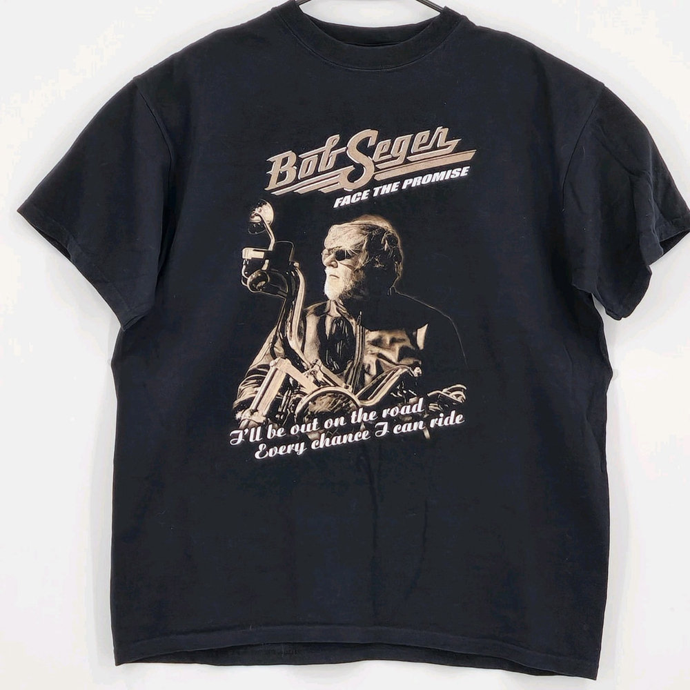 Bob Seger Face The Promise Concert Tour T-SHIRT Sz L Motorcycle Biker Riding